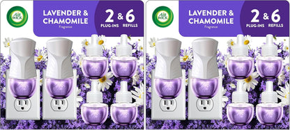 Air Wick Plug In Scented Oil Starter Kit, 2 Warmers + 6 Refills, Vanilla & Pink Papaya, Essential Oils, Air Freshener