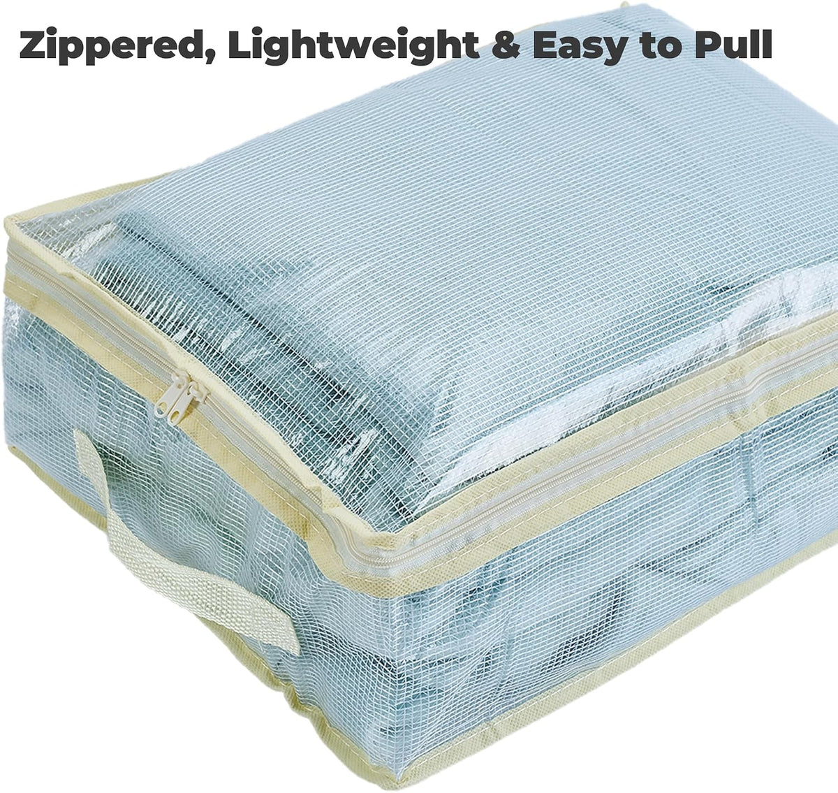 Clear Bed Sheet Organizer Bags, 3 Pack Sheet Storage Bags for Linen Closet, Zippered Bedding Set Organizers for Fitted Sheets, Flat Sheets & Pillowcases, Fits Most Queen/King Sets