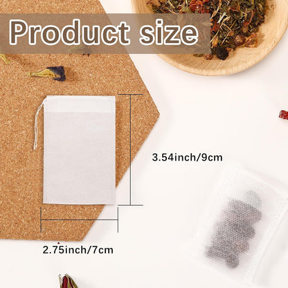 300 Pcs Empty Tea Bags for Loose Leaf Tea, Disposable Small tea Filter Bags with Drawstring fillable Cloth Diy Empty Tea Sachets for Loose tea, Coffee, Herbs, Spice (2.76 x 1.97 inch)