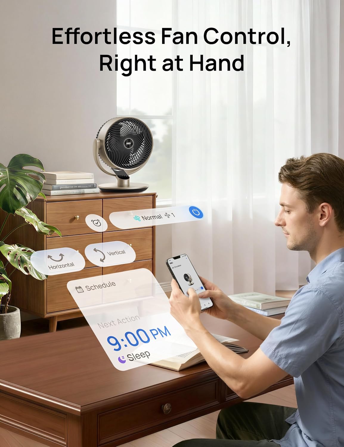 Dreo 16 Inch 25dB Quiet Smart Fans for Bedroom, DC Room Fan with Remote, 120°+120° Oscillating Fan, 6 Modes, 9 Speeds, 12H Timer,Works Alexa/Google/WiFi/Voice Control, Silver, Oversize (DR-HAF004S)