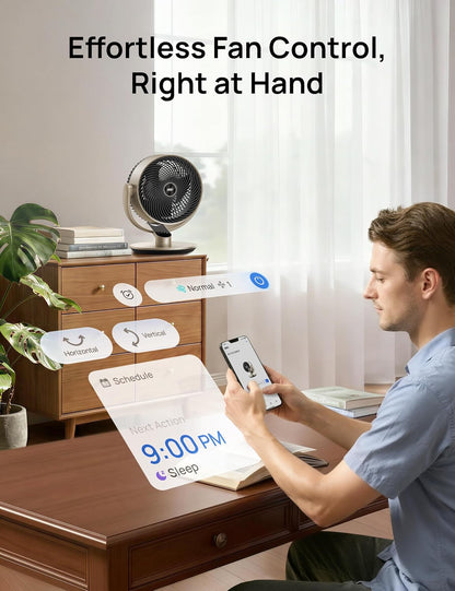 Dreo 16 Inch 25dB Quiet Smart Fans for Bedroom, DC Room Fan with Remote, 120°+120° Oscillating Fan, 6 Modes, 9 Speeds, 12H Timer,Works Alexa/Google/WiFi/Voice Control, Silver, Oversize (DR-HAF004S)