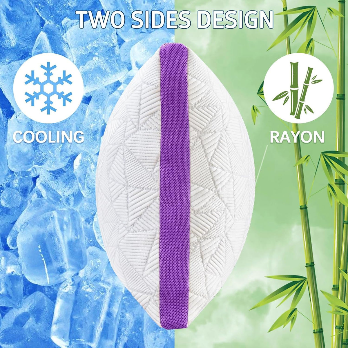BETU Cooling Pillow Queen Size, Shredded Memory Foam Cool Pillow for Hot Sleepers, Adjustable Firm Soft Support Bed Pillows Perfect for Back Neck Pain and Side Sleeping with Pillow Case Cover, White