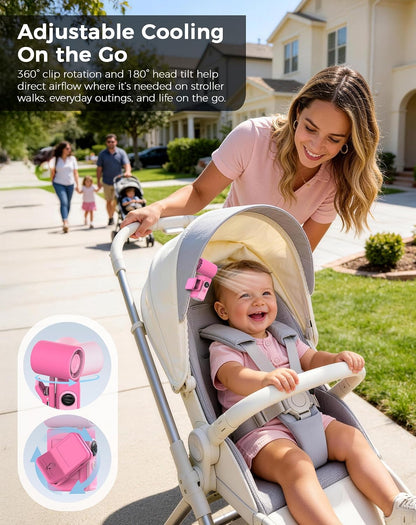 Hotsales Clip-On Portable Fan for Strollers, Handheld Turbo Fan for Travel