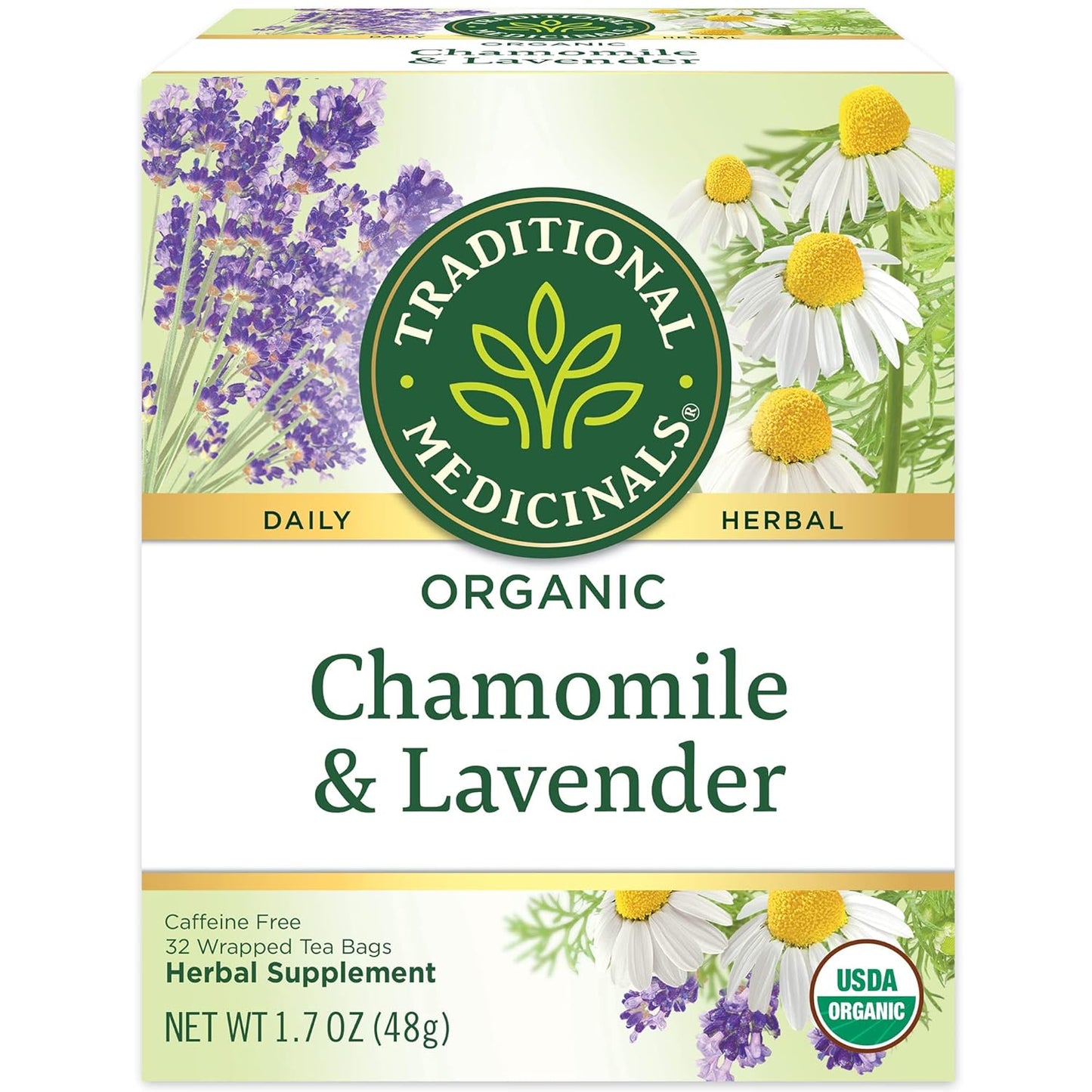 Traditional Medicinals Organic, Lemon Balm - Supports Stress Relief & Digestive Health - Kosher, Non-GMO, Caffeine-Free, Compostable - 16 Tea Bags