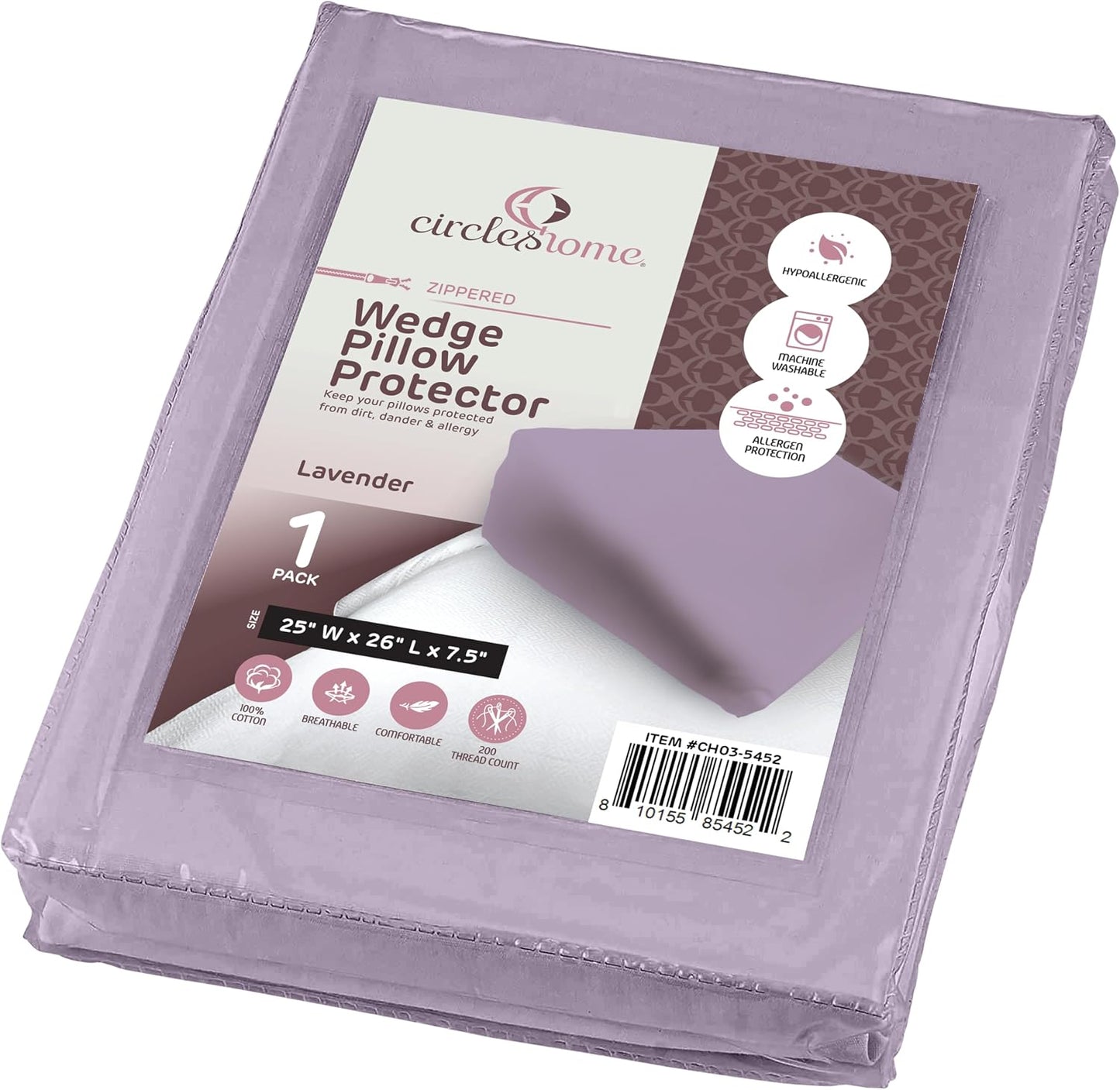 CirclesHome Pillow Protectors 4 Pack Standard Zippered - 100% Cotton Breathable Pillowcases - Protects Pillows from Dirt, Dust and Debri (Standard - Set of 4 - 20x26)