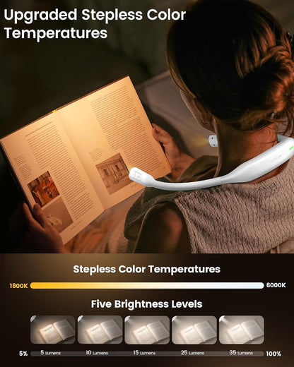 Glocusent Neck Book Light, Rechargeable Neck Lights for Crafts Reading