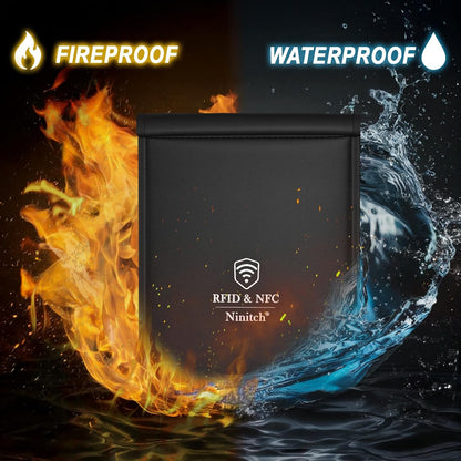 Faraday Bags for Phone Privacy & Security - Signal Blocking Pouch for GPS/WIFI/5G/RFID - Fireproof & Waterproof Anti-Drop Case for Travel & Data Protection Black