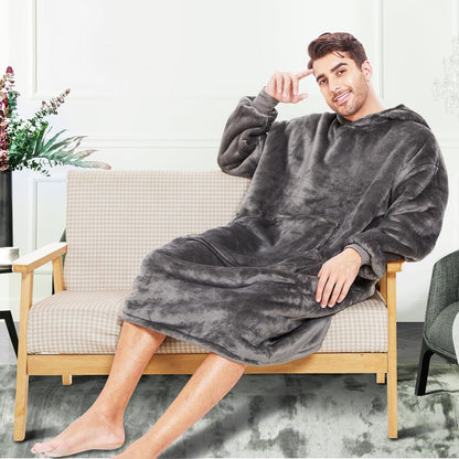 THREE POODLE Wearable Blanket Hoodie for Women, Oversized Sherpa Sweatshirt Blanket for Adults Men, Cozy Hooded Blankets, Gifts for Teen Girls Women Mom Sister