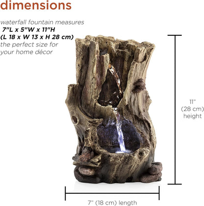 Alpine Corporatio 14" Tall Stoned Jar Cascading Water Fountain with LED Lights, Elegant Tabletop Water Feature for Home, Office, Living Room, and Bedroom Decor, Gray