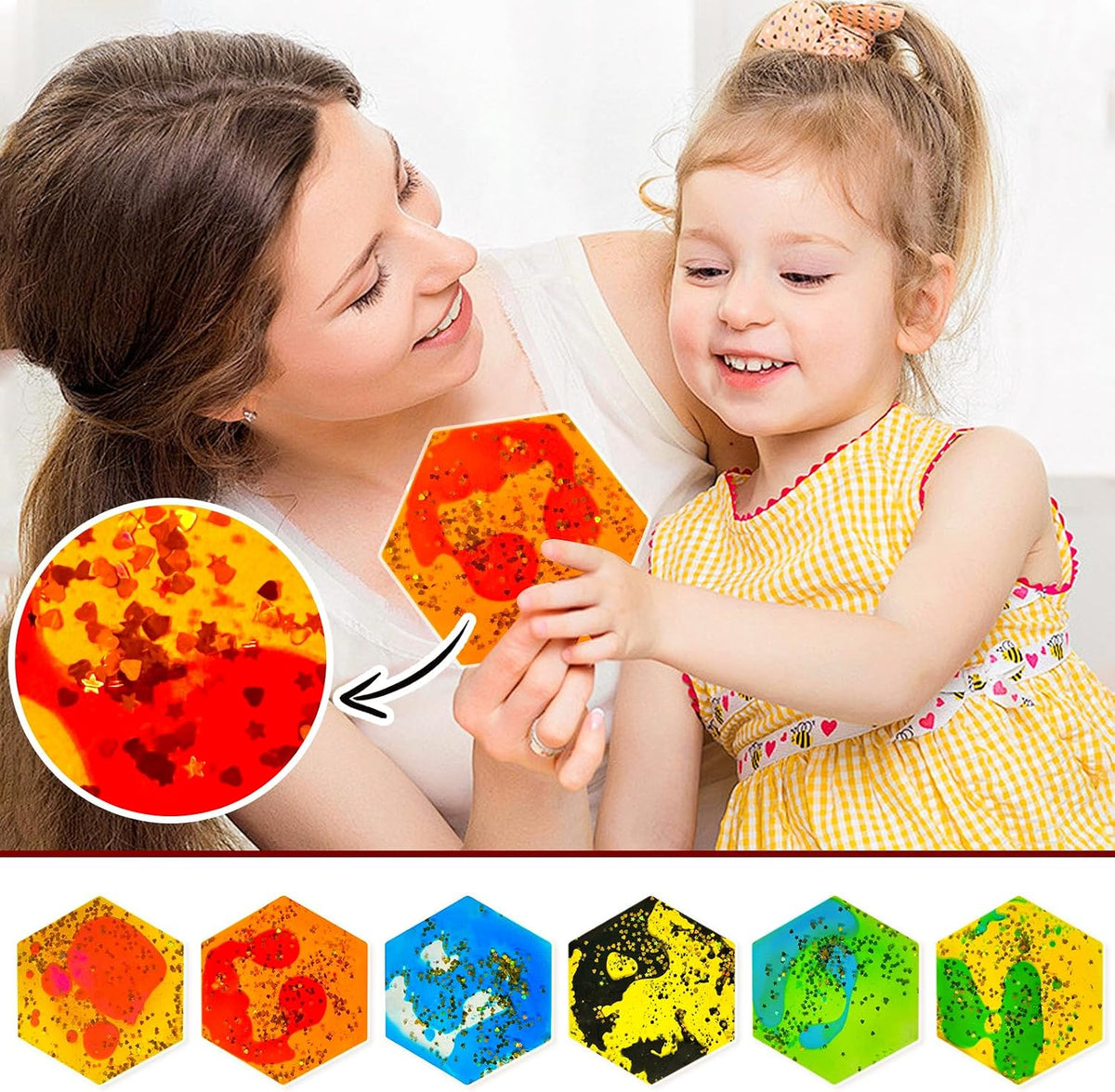 Onyoloy Sensory Soft Gel Liquid Toys - Hexagon Sensory Motion Fidget