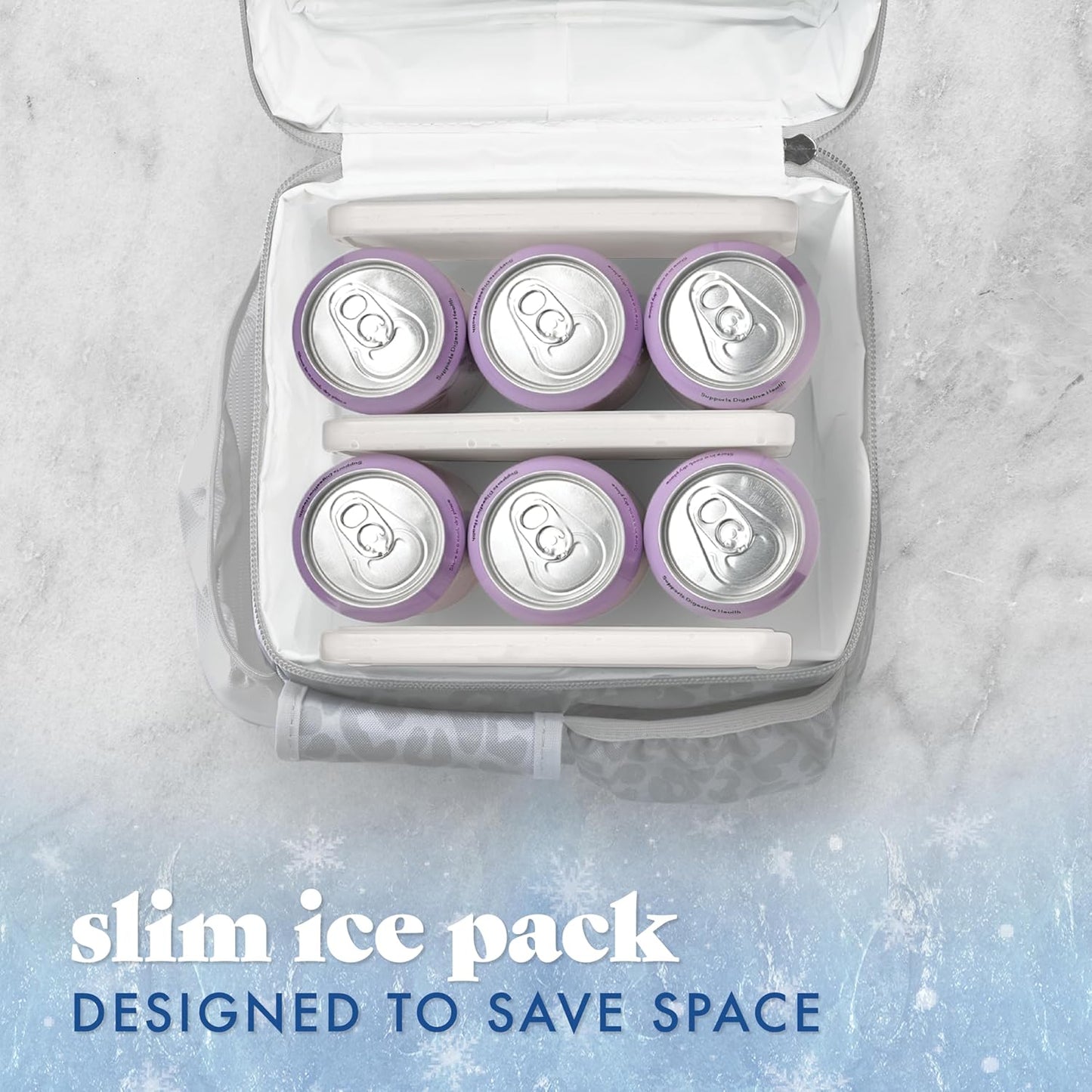 Cool Coolers by Fit & Fresh 4 Pack XL Slim Ice Packs, Quick Freeze Space Saving Reusable Ice Packs for Lunch Boxes or Coolers