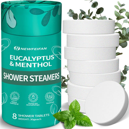 Shower Steamers Aromatherapy, 8Pcs Eucalyptus & Menthol Baht Bomb | Christmas Stocking Stuffers for Adults Women Men Teens White Elephant Birthday Gifts, Organic Essential Oil Home Spa Relaxing