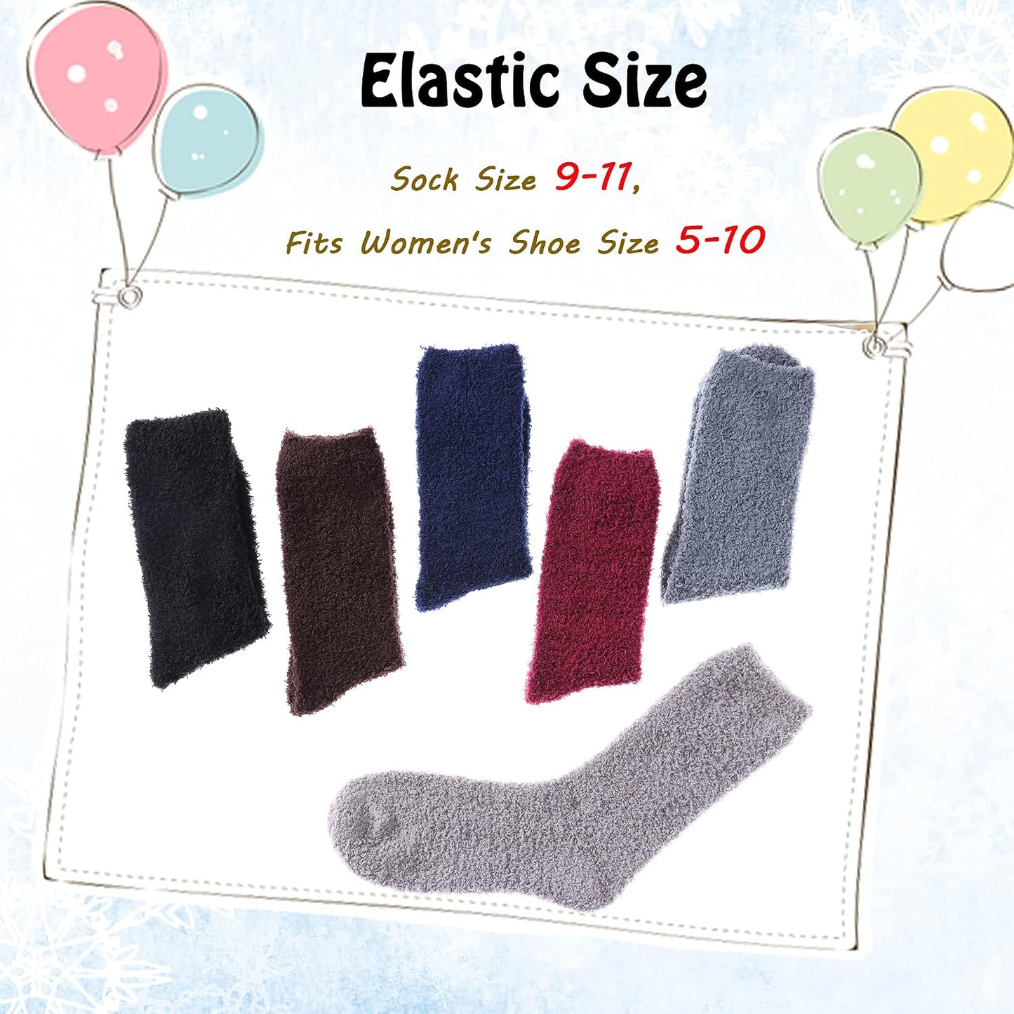LANLEO 5/6 Pairs Womens Super Soft Fuzzy Plush Warm Winter Home Sleeping Slipper Socks
