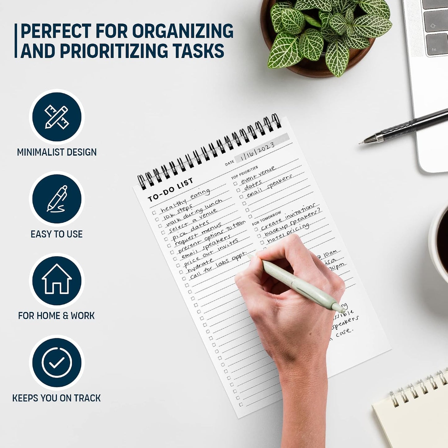 Weekly Planner Pad: To Do List Desk Notepad with Multiple Sections - 8.5x11" 52 Sheets - Undated Tear Off Notebook Calendar - Habit Planning Tracker, Task Goal Checklist Organizer - Agenda Plan Pad