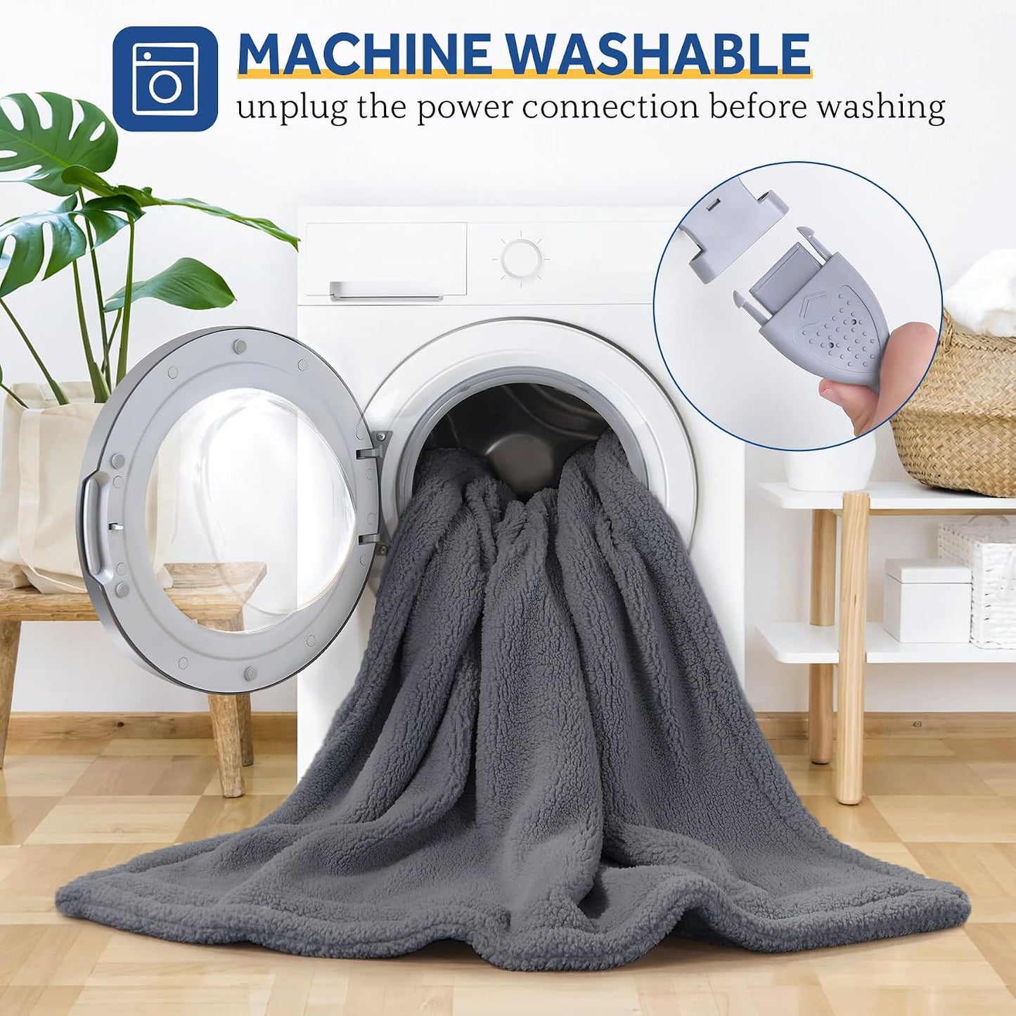 Sealy Electric Blanket Heated Throw 50"x60" Soft Double Sherpa Super Cozy with 6 Fast Heating Levels & 2-10 Hours Auto-Off, Over-Heat Protection, Machine Washable, Charcoal