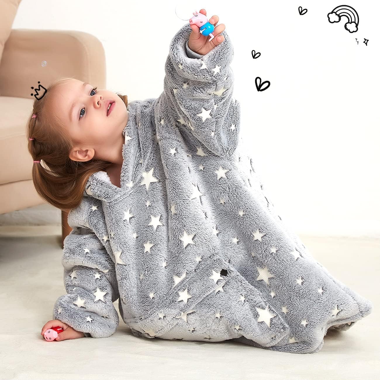 KFUBUO Wearable Blanket Hoodie for Adults Sherpa All Patterns Cat Oversized Sweatshirt Blanket with Pockets for Women