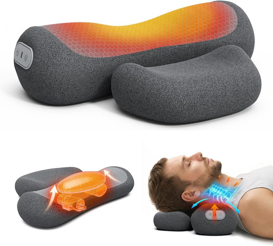 Yunari 3-in-1 Cordless Cervical Neck Support Pillow with Gentle Heat, Grey