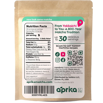 AprikaLife Sweet Matcha Latte Mix - 1st Harvest Ceremonial Grade - 6.4 oz