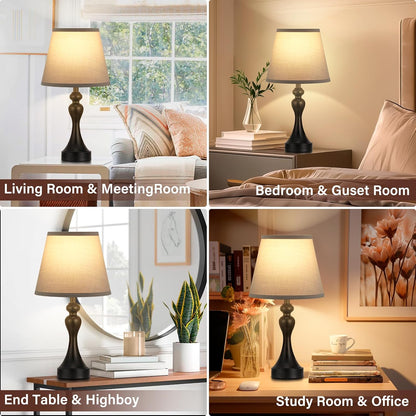 Touch Lamps for Nightstand, 3 Way Dimmable Bedside Lamps with USB C+A Ports