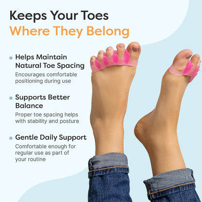 ZenToes Silicone Toe Spacers and Separators for Correct Toe Alignment, Bunion Relief, Hammertoe Straightener, Gel Orthopedic Corrector – 1 Pair (Black)