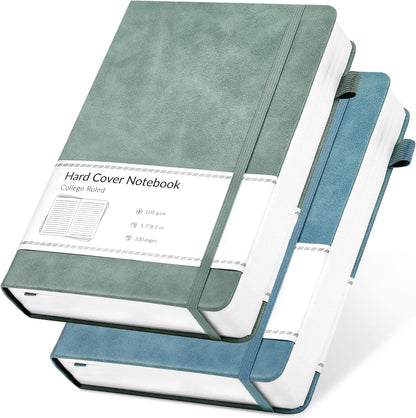 CAGIE Lined Journal Notebook for Women Men 320 Pages 100 Gsm Paper Thick Journaling Notebooks A5 Leather Journals for Writing Hardcover Journal Supplies for Work Note Taking Diary, 5.7x8.3 In, Green