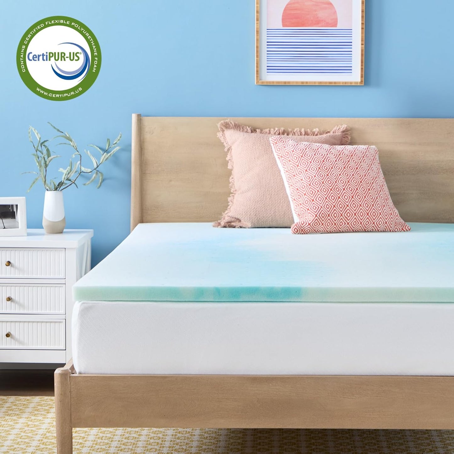 Linenspa Memory Foam Mattress Topper, Queen Size - 2 Inch Gel Infused Memory Foam - Plush Feel - Cooling and Pressure Relieving - CertiPUR Certified