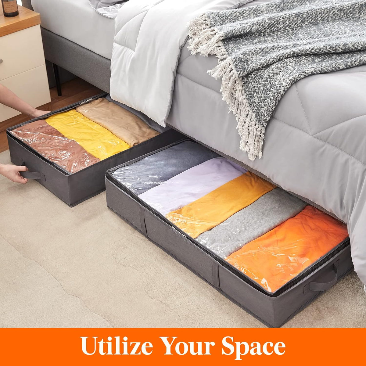 Lifewit 95L Under Bed Storage Container, Blanket Organizer, Gray