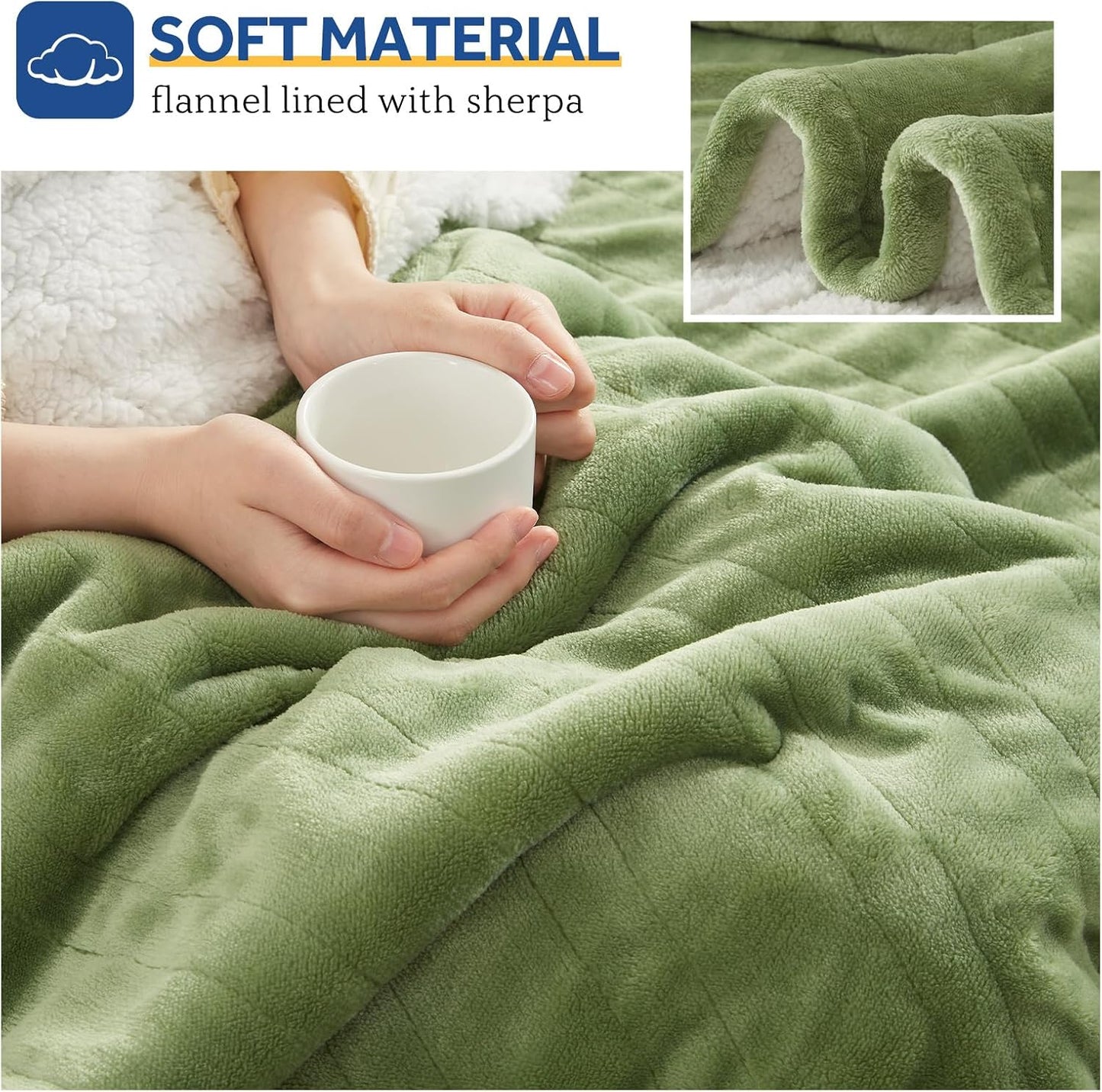 Sealy Electric Throw Blanket, Flannel & Sherpa Heated Throw with 6 Heating Levels & 2-10 Hours Auto Shut Off, Fast Heating & Machine Washable, 50x60 Inch, Light Grey
