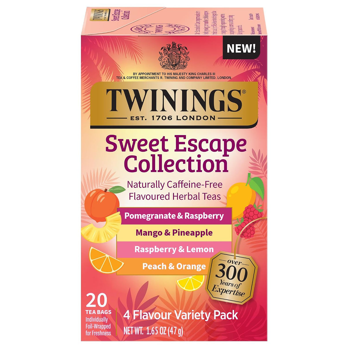 Twinings Sweet Escape Fruity Herbal Tea Variety, 20 Count, Pack of 1