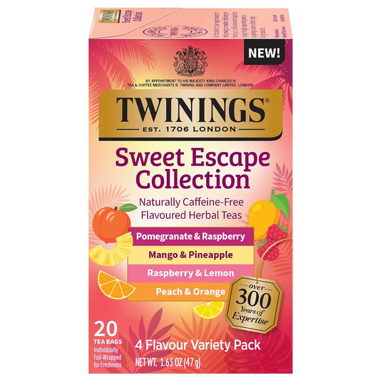 Twinings Sweet Escape Fruity Herbal Tea Variety, 20 Count, Pack of 1