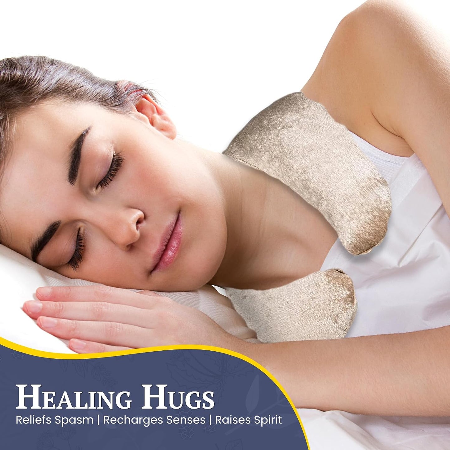 Kozi Weighted Neck Wrap - Microwavable Hot & Cold Therapy Pillow for Neck Pain, Migraine, and Muscle Stiffness Relief - Herbal Aromatherapy Heating Pad - Jute Fabric