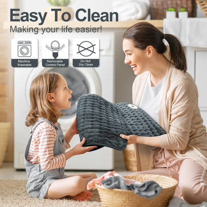 Heating Pad for Back, Electric Heating Pads for Cramps/Abdomen/Waist/Shoulder with 6 Heat Settings and Auto-Off, Moist/Dry Heat pad, Mothers Day Gifts for Mom Women Wife Grandma, 12" x 24"