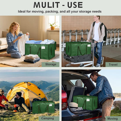 Moving Bags Extra Large - Heavy Duty Storage Totes with Wrap-Around Handles & Reinforced Zippers - Foldable Moving Box Alternative, Water-Resistant for Dorm, Closet & Under Bed Storage (Clear)