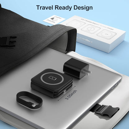 3 in 1 Charging Station for Multple Devices,Foldable 3 in 1 Wireless Charger for Travel,NANO Wireless Charging Station for iPhone17 16 15 14 13 12 Pro Max/Watch 10 9 8 7 6 5 4 3 Ultra/AirPod Pro
