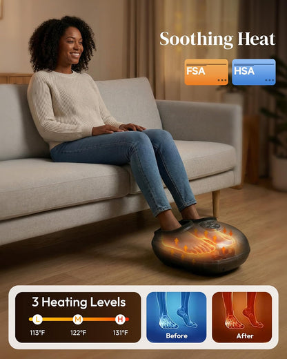 Heycool Shiatsu Foot Massager with Heat FSA Eligible HSA, Gift Men Women | [2026 Upgraded] Compression, Vibration, Deep Kneading Massager for Plantar Fasciitis, Neuropathy, Remote Control