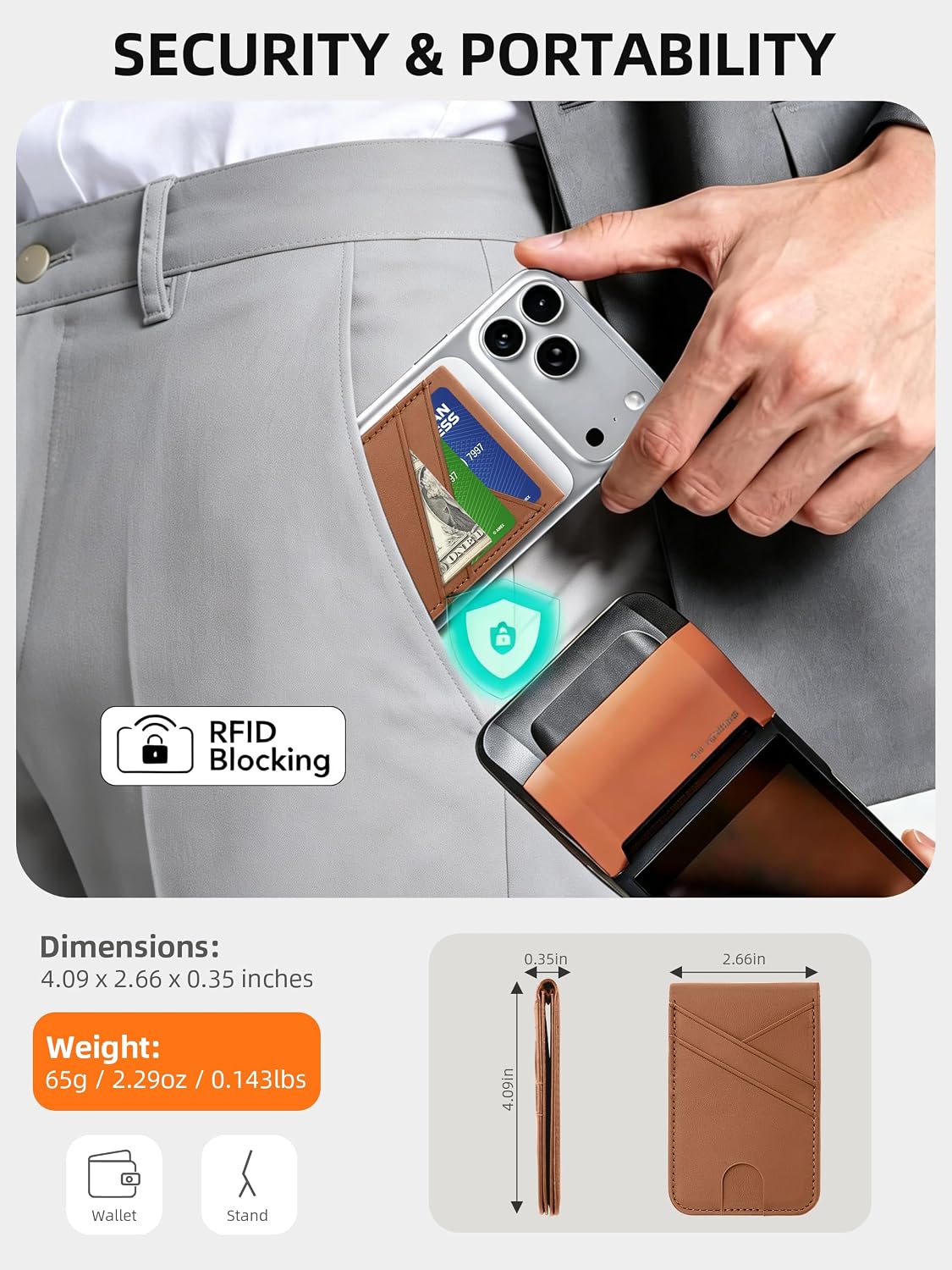 TopMade Magnetic Wallet Stand Tracker for Magsafe (iOS Only), Black