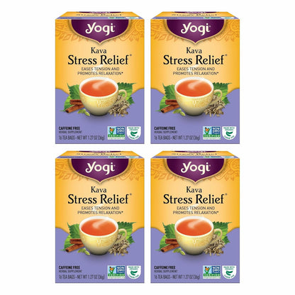 Yogi Kava Stress Relief Organic Tea, 16 Tea Bags (4 Pack)