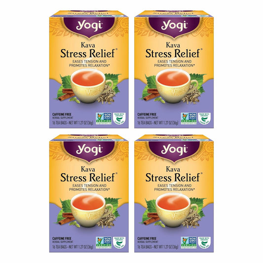 Yogi Kava Stress Relief Organic Tea, 16 Tea Bags (4 Pack)