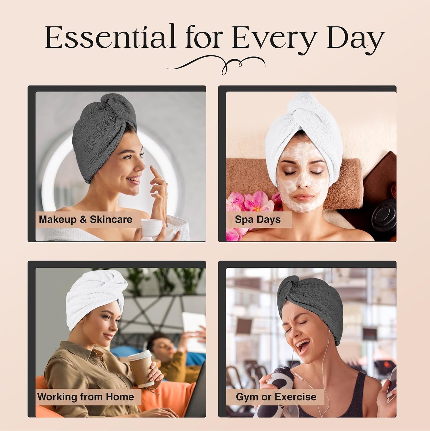 Lili&James 100% Cotton Hair Towel Wrap for Women & Kids – 420 GSM Quick Dry Hair Turban with Double Button Loop, Anti Frizz Non Microfiber Hair Drying Towel for Curly, Long & Thick Hair (Lilac)