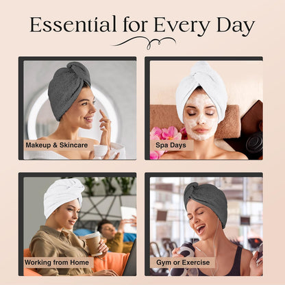 Lili&James 100% Cotton Hair Towel Wrap for Women & Kids – 420 GSM Quick Dry Hair Turban with Double Button Loop, Anti Frizz Non Microfiber Hair Drying Towel for Curly, Long & Thick Hair (Lilac)