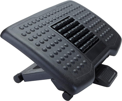 Mind Reader Foot Rest, Under Desk at Work, Ergonomic, Height Adjustable, Office, Plastic, Black