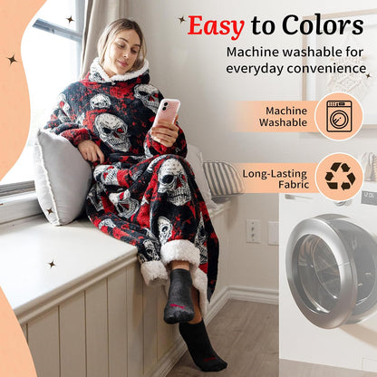 Capecage Blanket Hoodie, Long Hooded Blanket Sweatshirt as Birthday Gifts for Women Men, Long Wearable Blanket for Women Men.