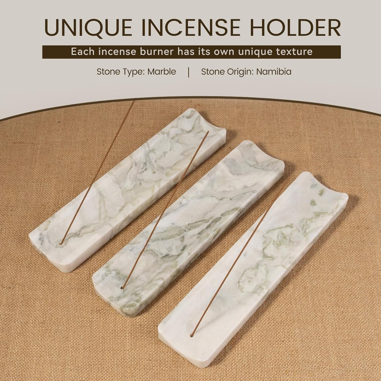 Koville Marble Incense Holder, Incense Holder for Sticks, Incense Sticks Holder Ash Catcher for Meditation Yoga SPA, Natural Stone Incense Burner, Home Table Decor (Grey)