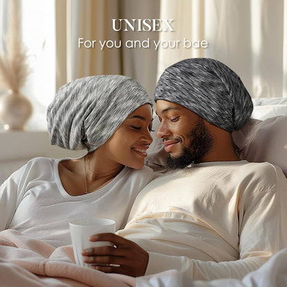 LULUSILK 100% Mulberry Silk Bonnet for Sleeping Women and Men, No More Frizzy Tangled Hair, Real Silk Sleep Cap for Curly Hair, Black, Pack of 1