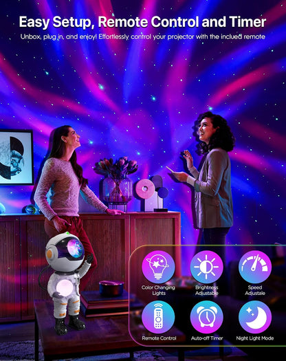 Rossetta Astronaut Galaxy Star Projector Night Light Projector for Kids | 29 Lighting Effects, Night Light Mode, Magnetic Head, Remote Control, Auto-Off Timer, Gifts for Kids, Adults, Party, Birthday