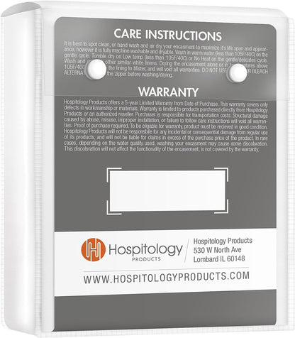 HOSPITOLOGY PRODUCTS Pillow Encasement- Zippered Bed Bug Dust Mite Proof Hypoallergenic - Sleep Defense System - Standard - Waterproof - Set of 2 - 20" H x 26" W