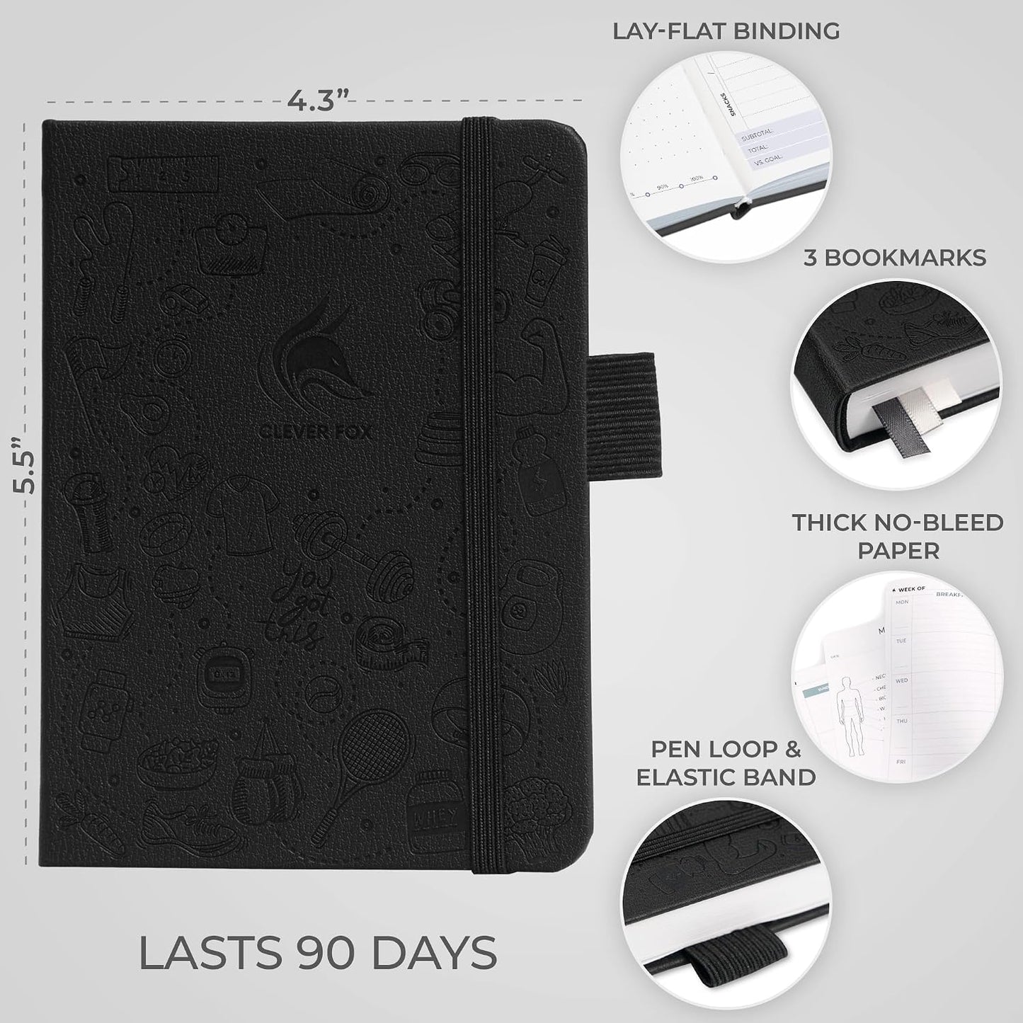 Clever Fox Fitness & Food Journal – Nutrition & Workout Planner for Women & Men – Diet & Gym Exercise Log Book with Calendars, Diet & Training Trackers - Undated, A5 Size, Hardcover (Forest Green)