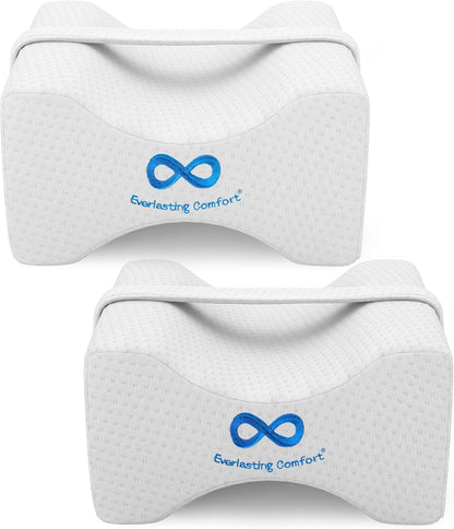 Everlasting Comfort Memory Foam Knee Pillow for Side Sleepers – Sciatica Pain Relief Pillow, Removable Strap Support – Leg Pillows for Sleeping Alignment, Knees, Back & Hip Cushion