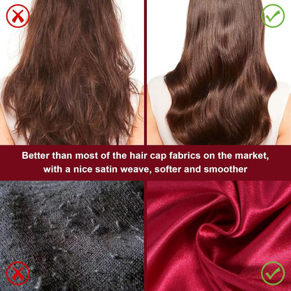 4Pcs Satin Bonnet Silk Bonnet, Hair Bonnet for Sleeping | Elastic Wide Band Silk Sleep Cap, Soft and Breathable, Black Red Purple Gold