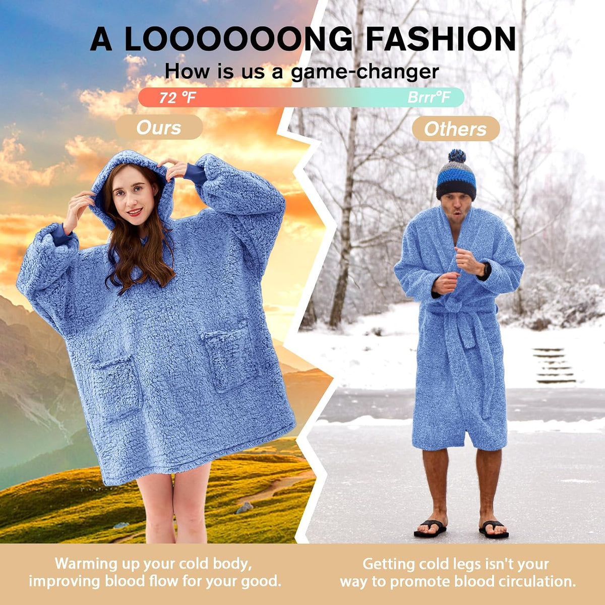 yescool Wearable Blanket Hoodie as Christmas Birthday Gifts for Women Mom - Colors A